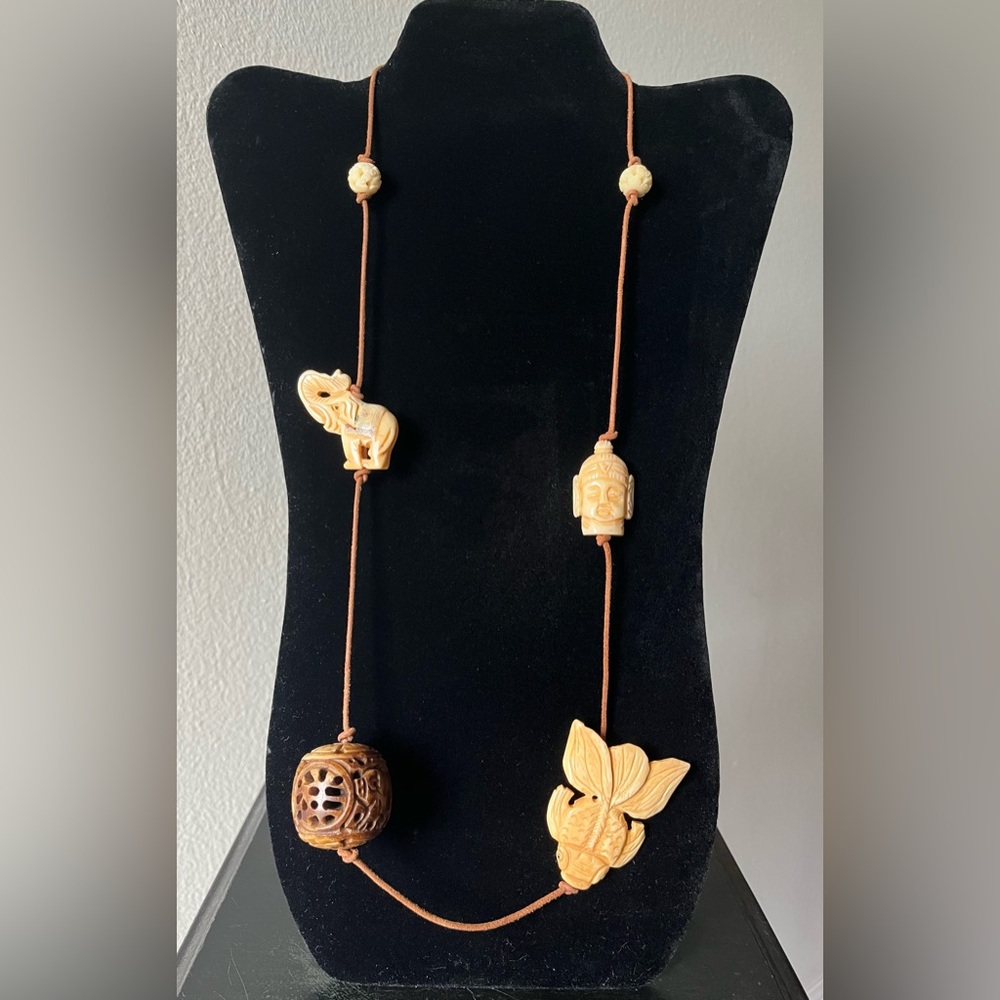 UNIQUE & RARE Bone Carved Necklace